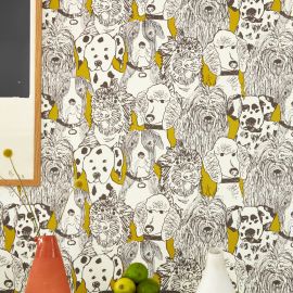 Scion Wallpaper Doggy Day Care Mustard