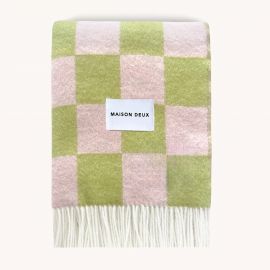 Maison Deux Blanket Checkerboard Kiwi Pink