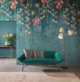 Osborne & Little Wallpaper Trailing Orchid Teal