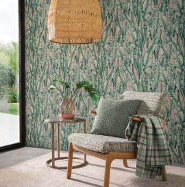 Osborne & Little Wallpaper Tiger Leaf Mint With Blush