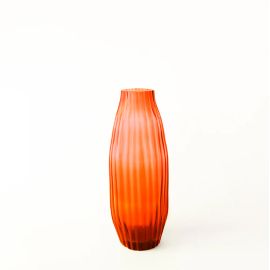 Brian Tunks Cut Glass Vase Bud Blood Orange