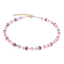 COEUR de LION Necklace Geocube Iconic Mono Gold & Pink