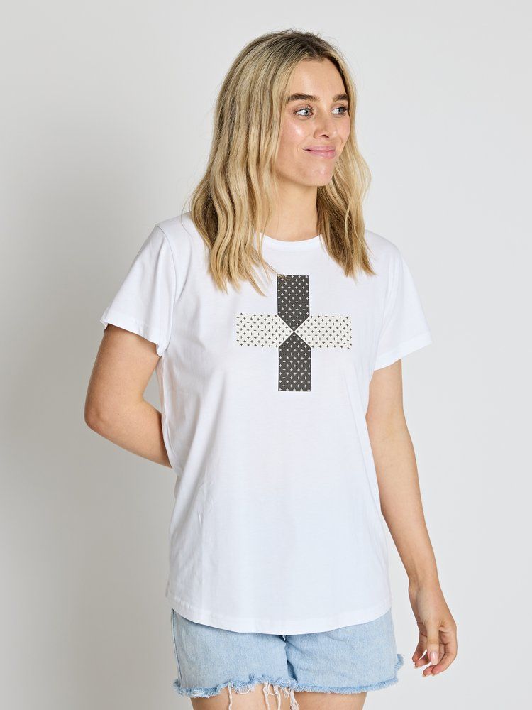 Stella+Gemma T Shirt White Logo Cross